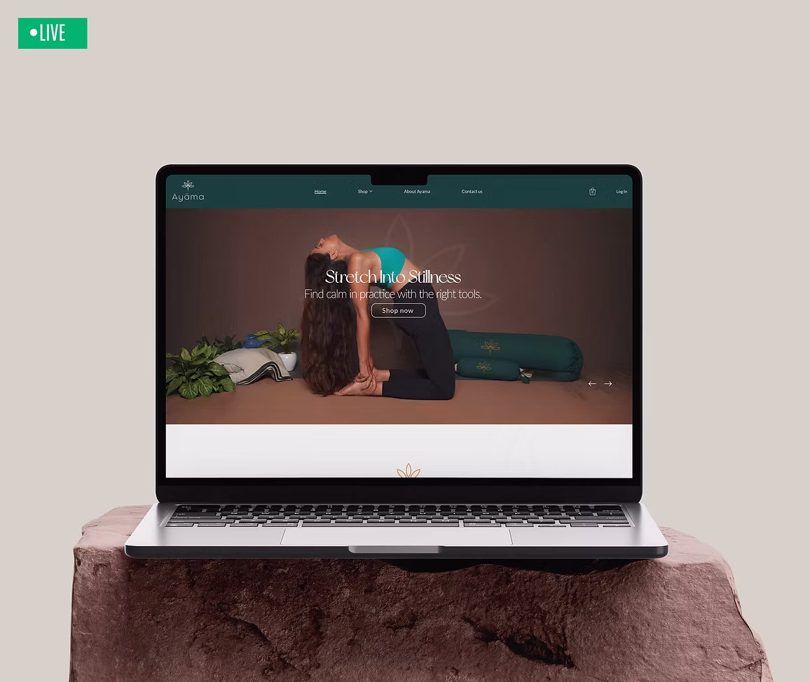 Ayama brand website on a laptop